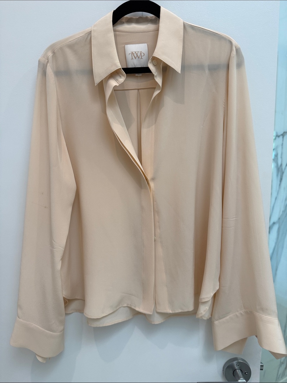 TWP Cream Silk-Blend Button-Down Shirt